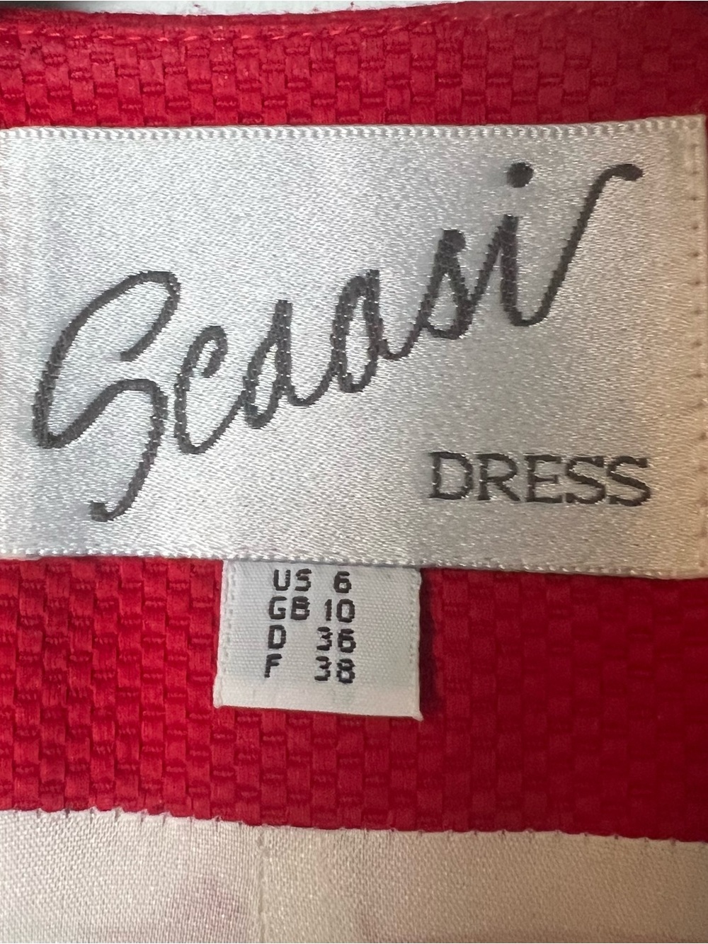 Scaasi Vintage Color-Block Dress Red Black Cream Gold Buttons 90s Sz. 6 - Picture 3 of 7